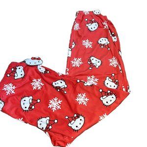Sanrio 2023 Hello Kitty Santa Christmas Red With Snowflakes Pajama Pants - NWT